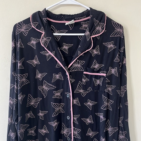 Soma Cool Nights Long Sleeve Grosgrain Trim Notch Collar Pajama Top Size Large - Picture 3 of 10